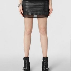 All Saints Pipe Leather Mini Skirt